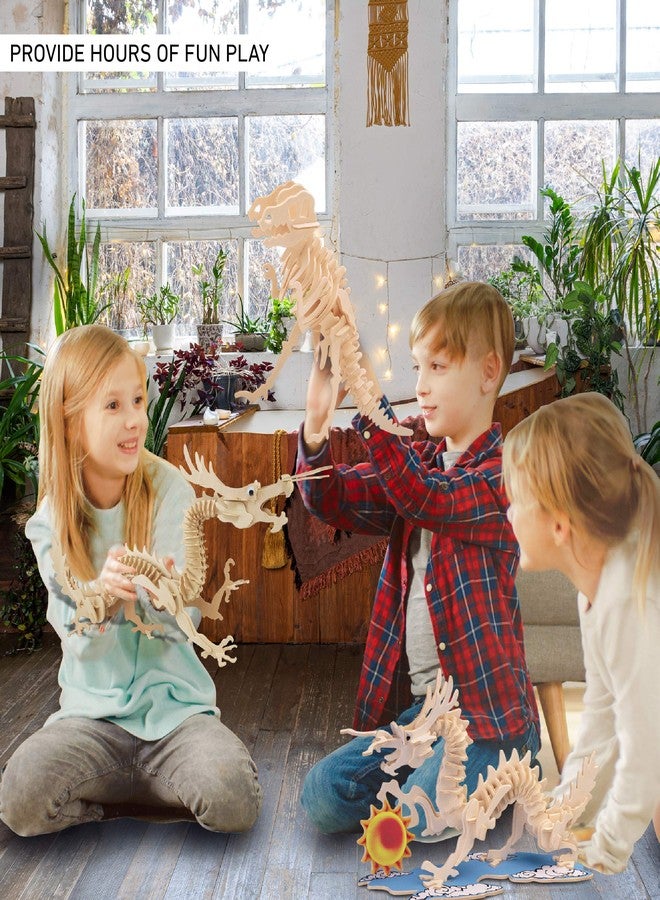 Puzzled 3D Puzzle Dragon Building Kit - Wooden Dragon Puzzle Toy for Kids and Adults, Educational DIY Wood Puzzle Toy Dragon, Dragon Model Kit 3D Animal Puzzle to Build and Paint with 148 Pieces Pack - Image 4
